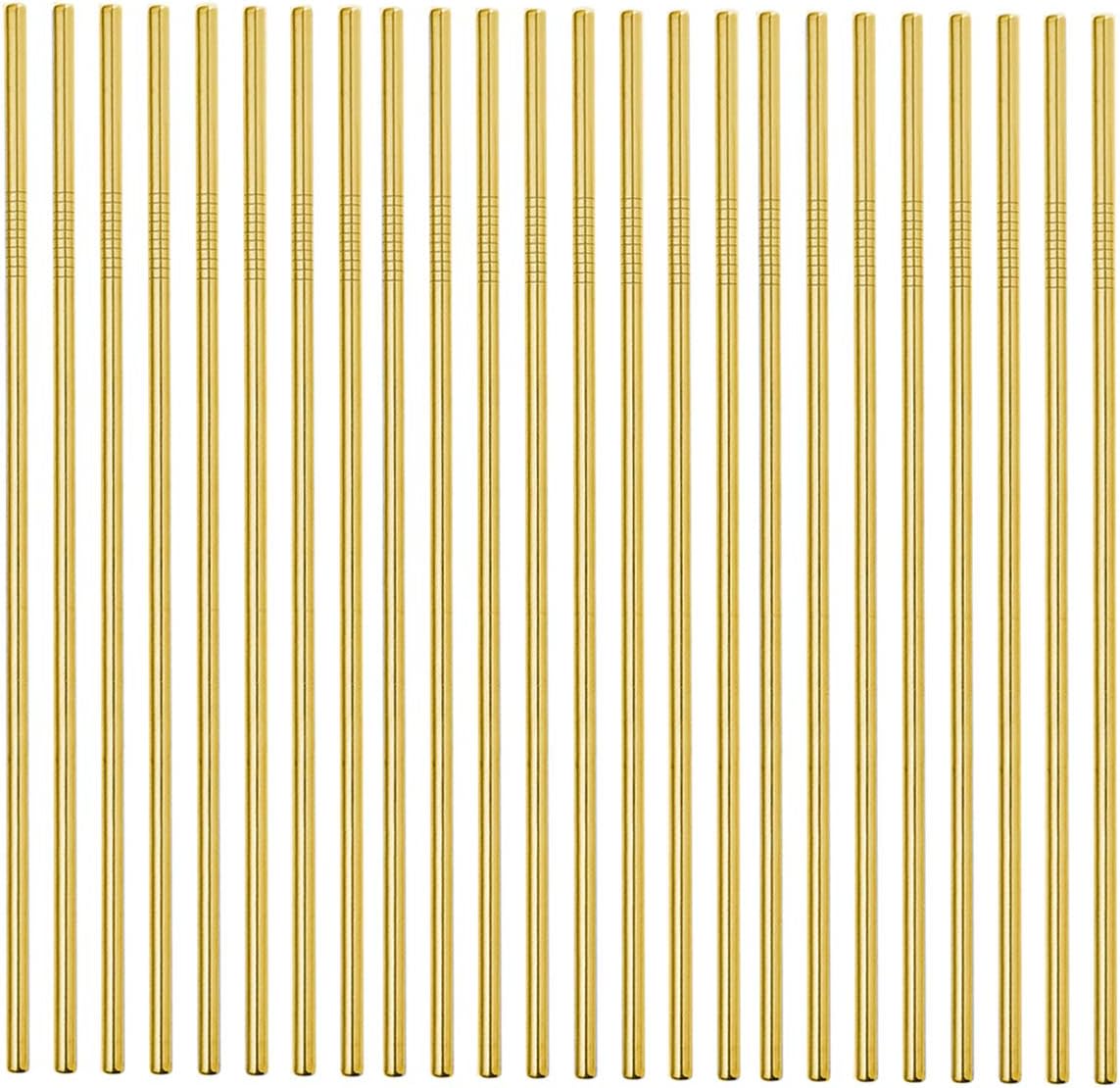 50-Pack Stainless Steel Straws,Super Long 10.5 Inch Drinking Metal Straws for 30oz/20oz Tumblers Yeti Cups Travel Mugs,Reusable Rustproof Dishwasher Safe (All straight 50pcs -10.5" Gold)