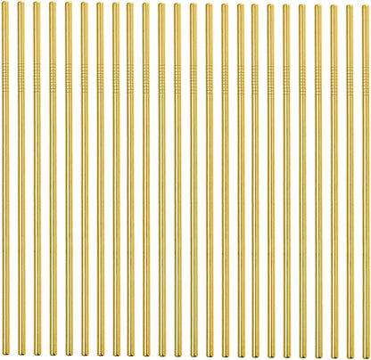 50-Pack Stainless Steel Straws,Super Long 10.5 Inch Drinking Metal Straws for 30oz/20oz Tumblers Yeti Cups Travel Mugs,Reusable Rustproof Dishwasher Safe (All straight 50pcs -10.5" Gold)