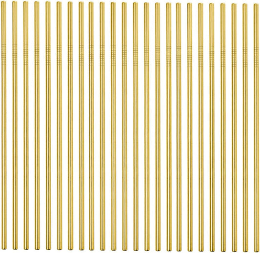 50-Pack Stainless Steel Straws,Super Long 10.5 Inch Drinking Metal Straws for 30oz/20oz Tumblers Yeti Cups Travel Mugs,Reusable Rustproof Dishwasher Safe (All straight 50pcs -10.5" Gold)