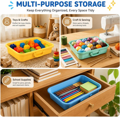 Carolart 3 Pack 12.8 Inch Wheat straw Plastic Storage Bins, Stackable
