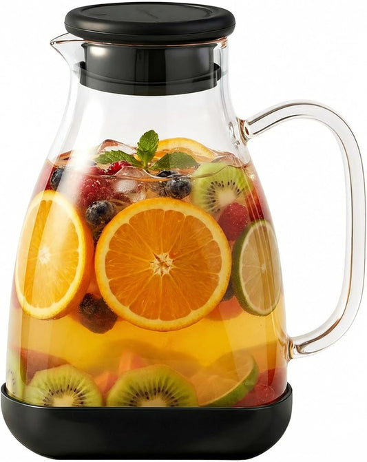 Glass Pitcher with Lid, 68oz Borosilicate Water Jug