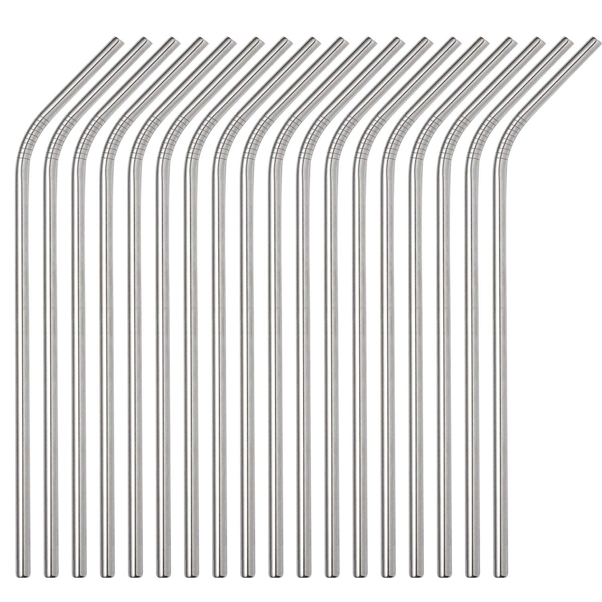 Stainless Steel Straws - 50 Pack Bulk 8.5" Reusable Drinking Straws - All Bent Curved Straws for 20-30 OZ Yeti Rtic Tumblers - Wholesale (Silver, 50 piece - 8.5 inch - All Bent)