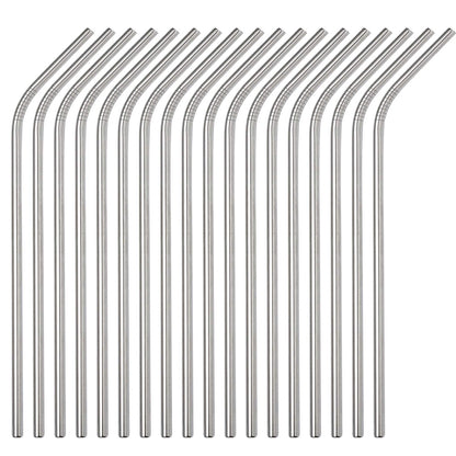 Stainless Steel Straws - 50 Pack Bulk 8.5" Reusable Drinking Straws - All Bent Curved Straws for 20-30 OZ Yeti Rtic Tumblers - Wholesale (Silver, 50 piece - 8.5 inch - All Bent)