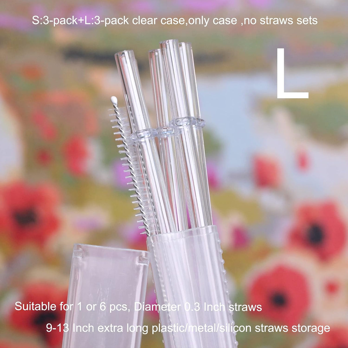Dakoufish Plastic Straw Carrying Case,6 Packs Reusable Collapsible Box for 9-13 Inch Straight Drinking Straws/chopsticks Storage Perfect for Travel, Gifts (S+L 6pcs)