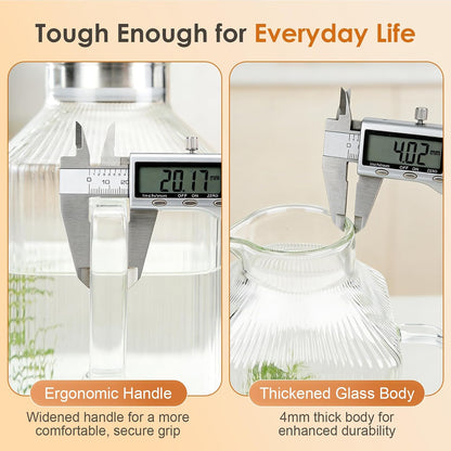 1 Gallon Thickened Square Glass Pitcher with Lid, Spout and Handle
