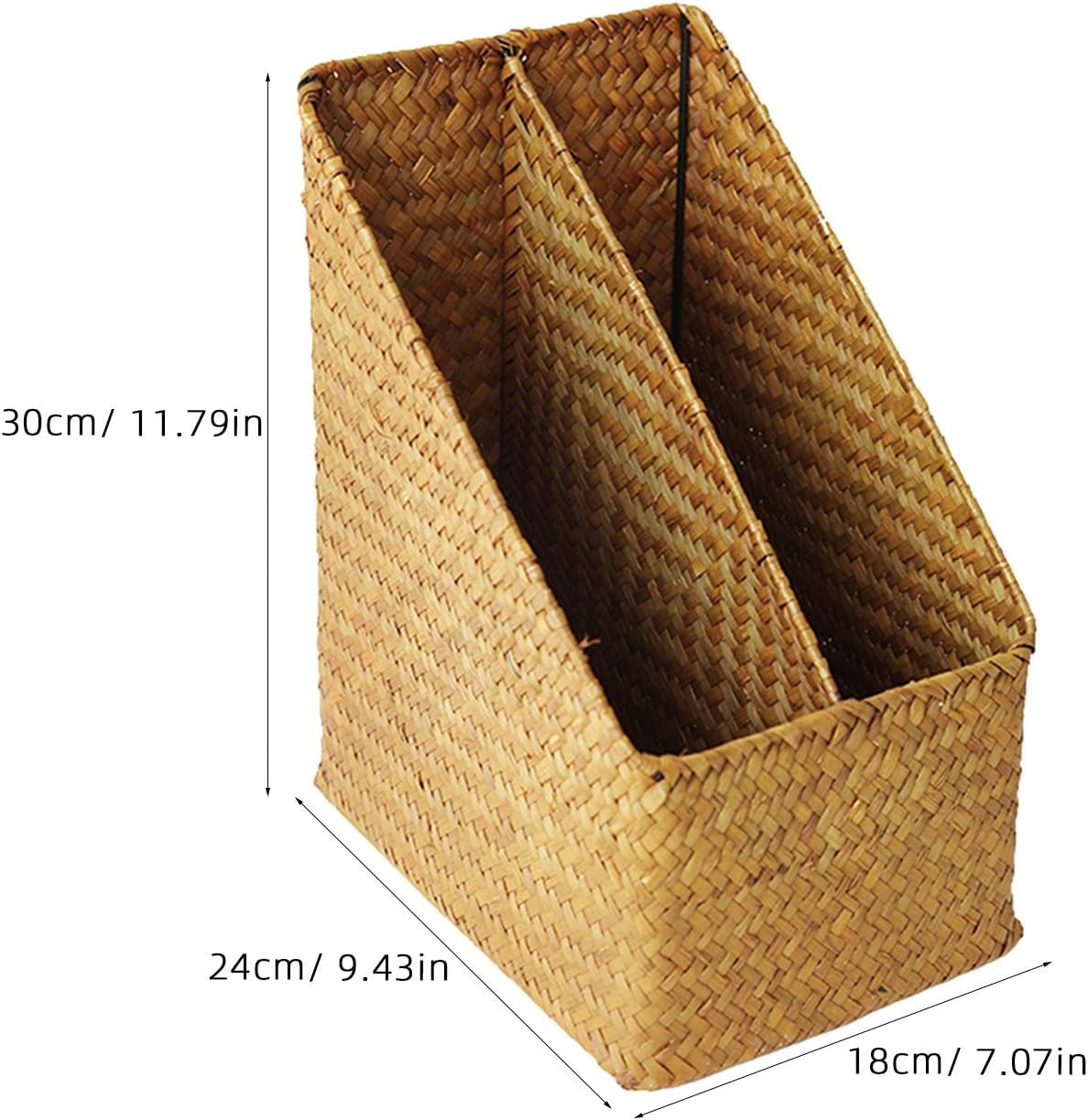 Vertical File Folder Storage Organizer Basket, Thickened Straw Woven