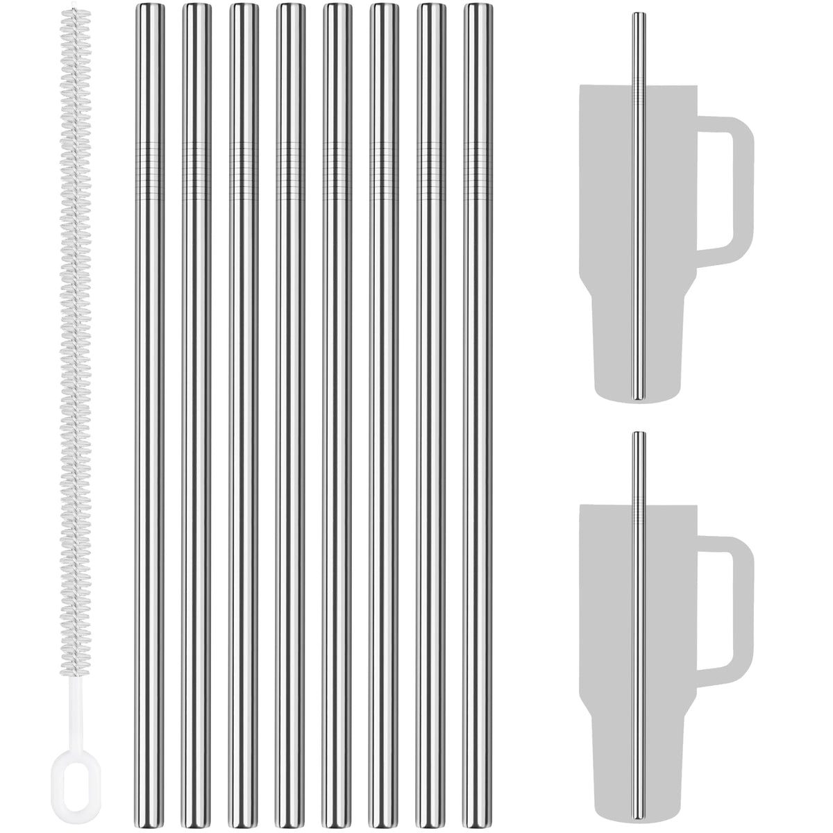 Tomorotec 8PCS Stainless Steel Straws Fit for 40oz Stanley Tumblers