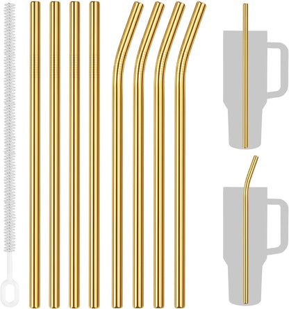 Tomorotec 8PCS Stainless Steel Straws Fit for 40oz Stanley Tumblers, Gold