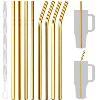Tomorotec 14PCS Stainless Steel Straws Fit for 40oz Stanley Tumbler, Silver
