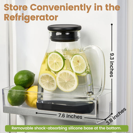 Glass Pitcher with Lid, 68oz Borosilicate Water Jug