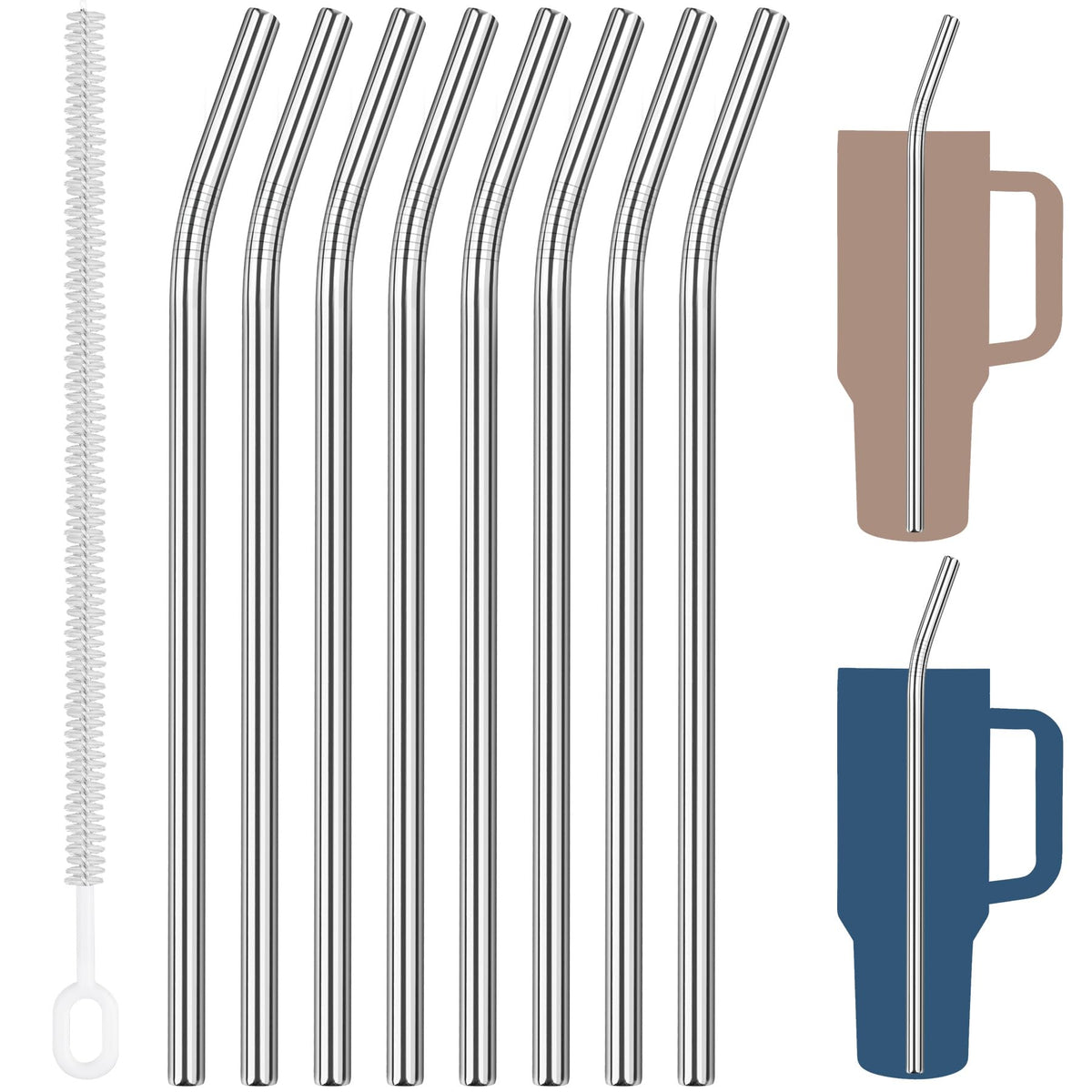 Tomorotec 8PCS Stainless Steel Straws Fit for 40oz Stanley Tumblers
