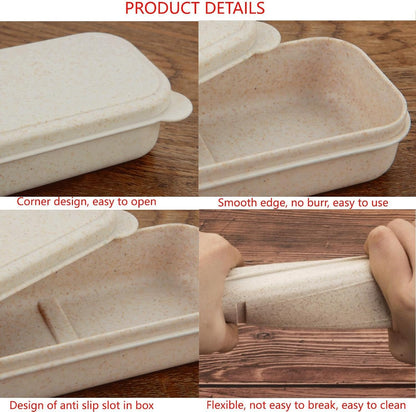 1Pcs Simple Utensil Holder with Lid, Reusable Utensils Wheat Straw Travel Cutlery Box，Portable Flatware Box Travel Tableware Storage Case, Simple Tableware Storage Boxs Case for Cutlery Kit (Beige)