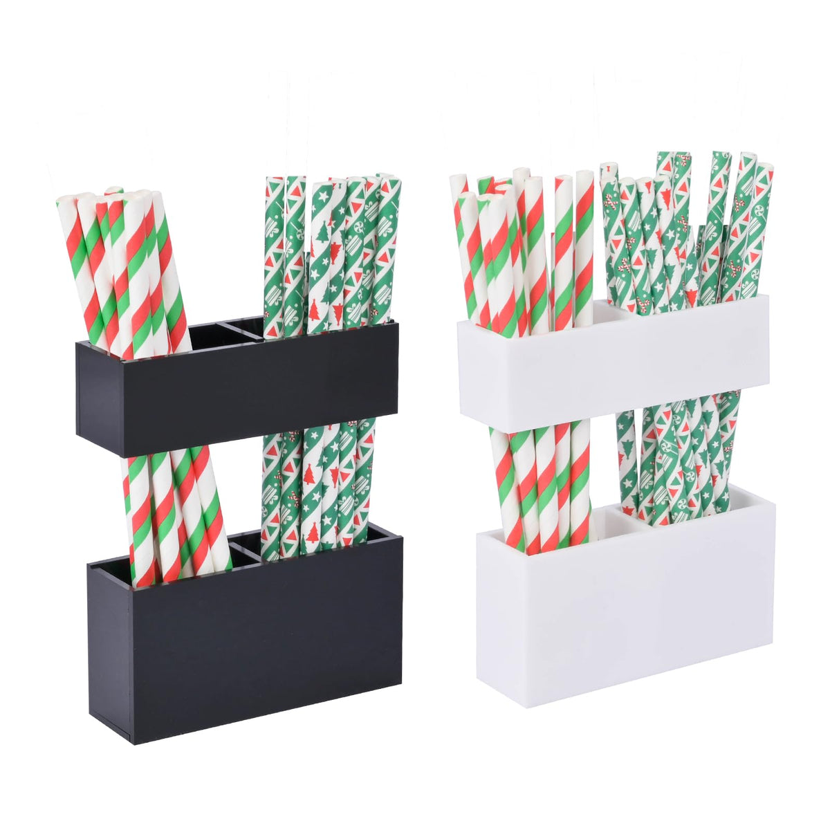 2 PACK Acrylic Straw Holder for Cabinet Doors, Reusable Straw Organizer with Ultra-Sticky Adhesive, Small Kitchen Accessories Container, Fits Both Short & Long Straws (Transparent)