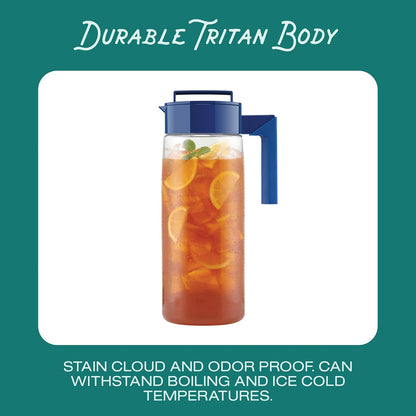 Takeya Airtight Pitcher - Durable BPA-Free Eastman Tritan Odor/Stain-Resistant Leakproof Lid for Iced Tea/Water Easy-Grip Silicone Handle Spill-Free Spout Fridge-Friendly Made in USA 2 Quart/Black