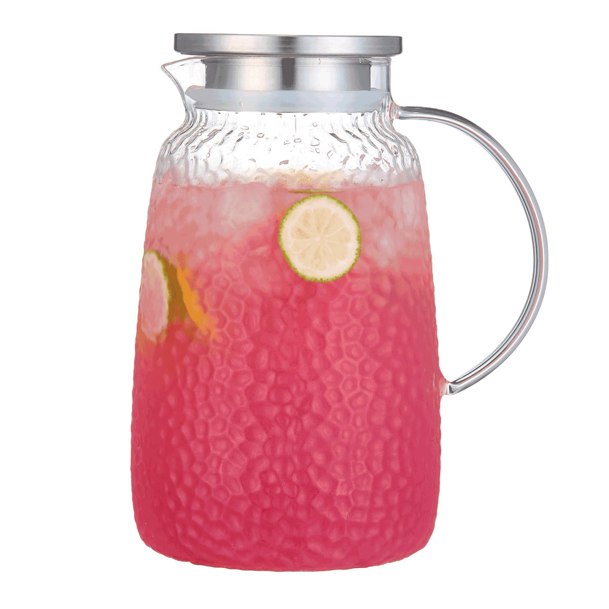 Purefold 100 Ounces Large Glass Pitcher with Lid, Hot/Cold Water Glass Jug