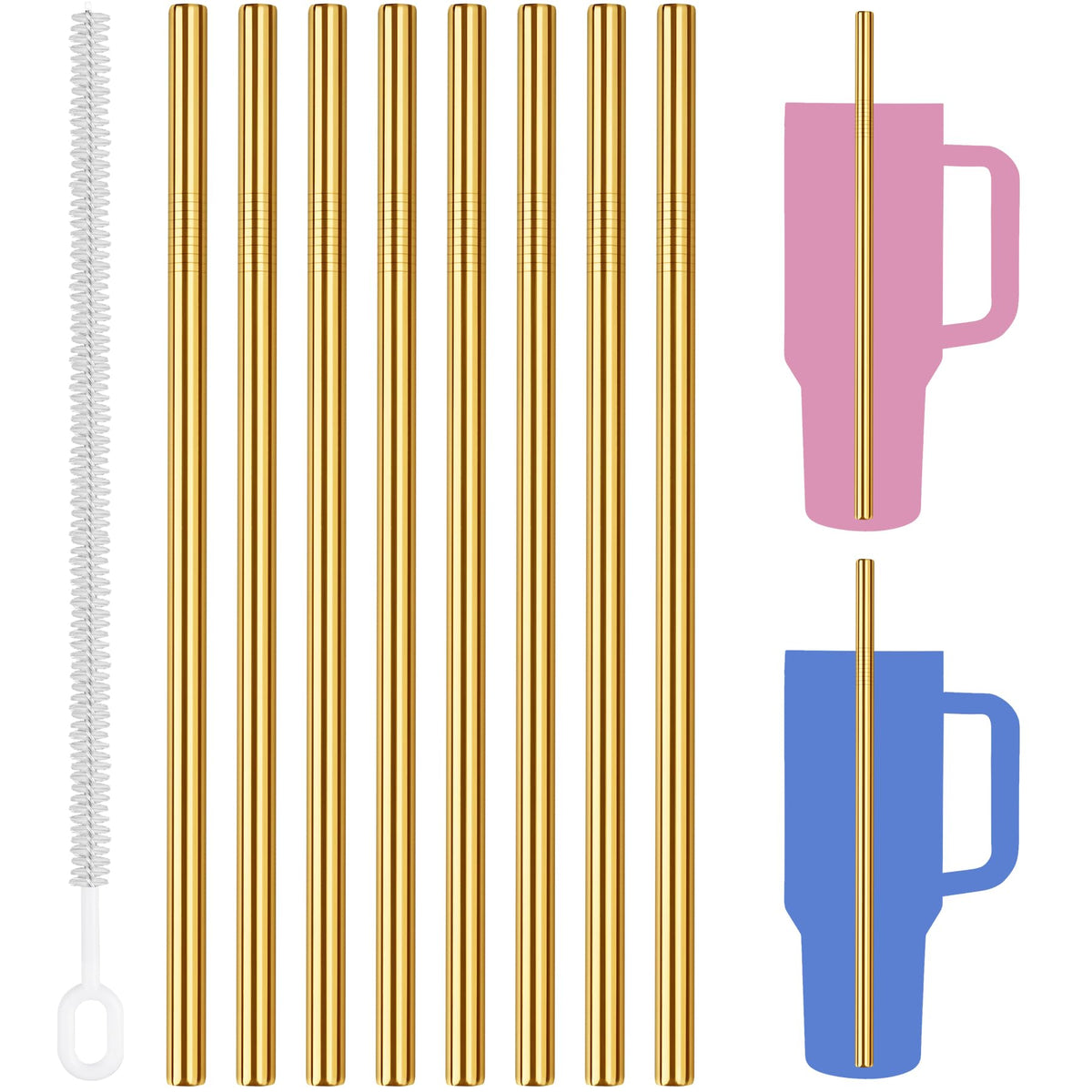 Tomorotec 8PCS Stainless Steel Straws Fit for 40oz Stanley Tumblers