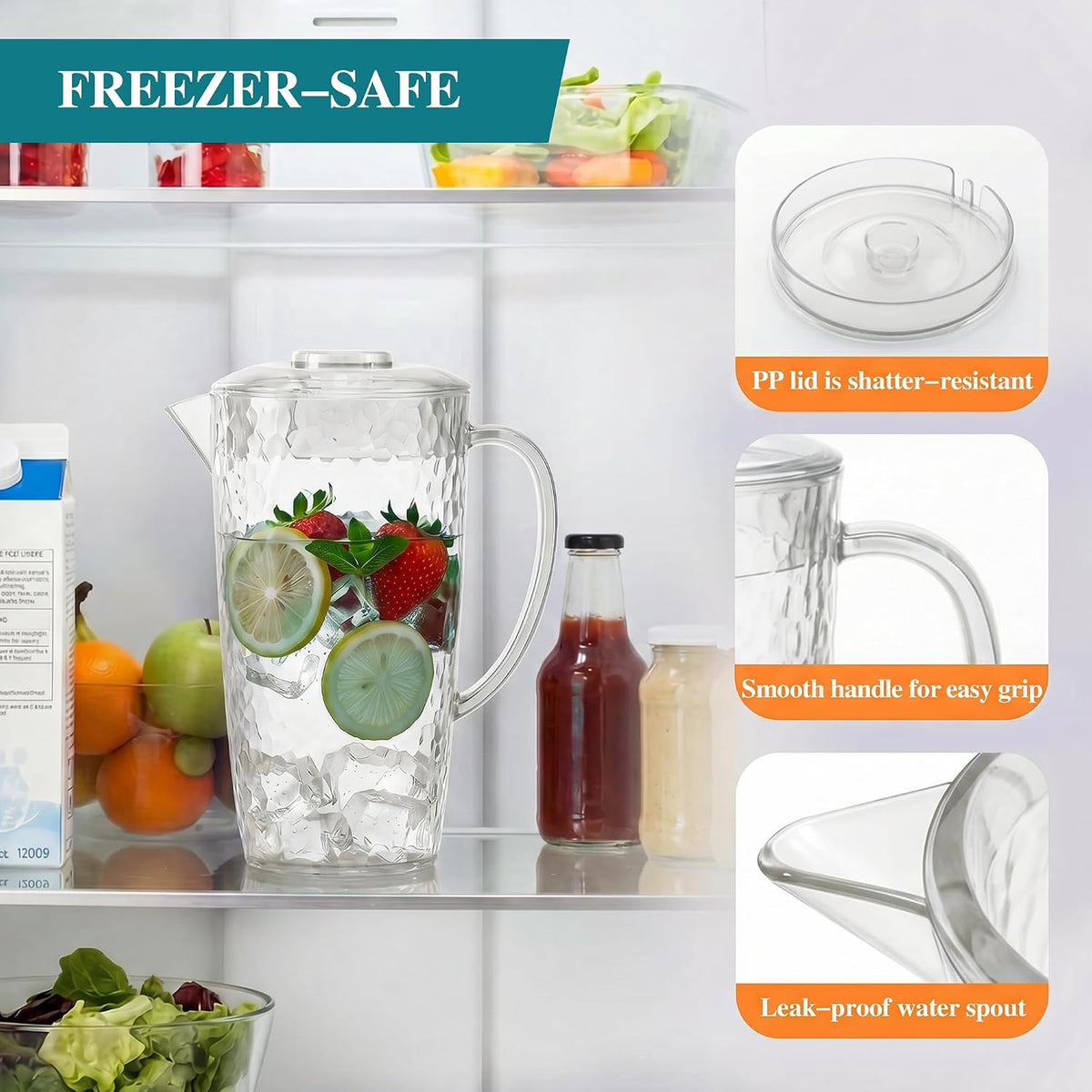 Water Pitcher with 4 Tumblers, 2.4L BPA-Free Pitcher