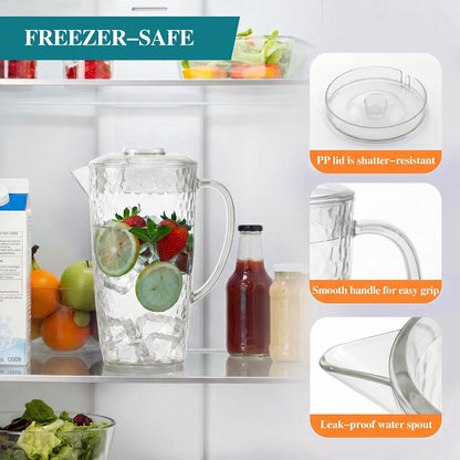 Water Pitcher with 4 Tumblers, 2.4L BPA-Free Pitcher