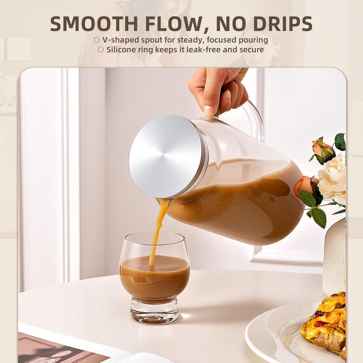 1 Gallon/3.8L Glass Pitcher with Lid and Spout, Borosilicate Glass