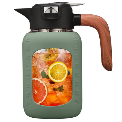 84 oz/2.5 Liter Glass Pitcher with Lid and Handle, Glass Carafe/Jug for Hot/Cold Water, Large Iced Tea Pitcher for Coffee, Juice and Homemade Beverage