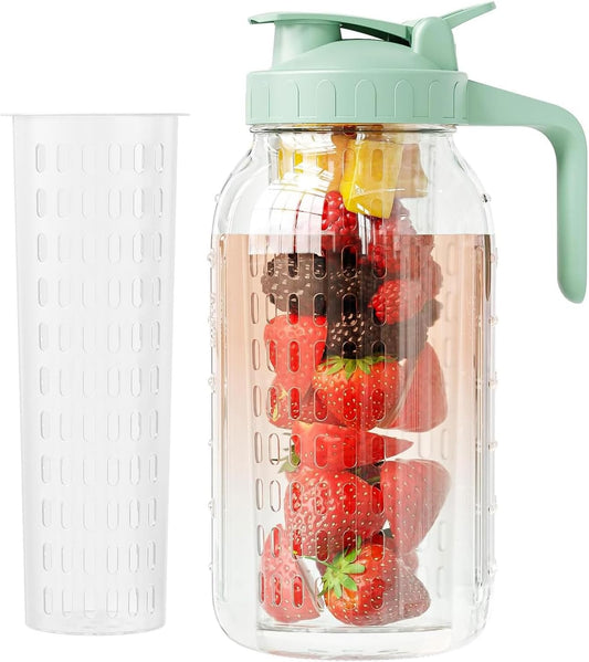JunVpic Glass Mason Jar Pitcher, 64 oz Wide Mouth Jug