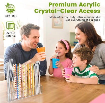 Mpotmiy 9.5" Large Acrylic Straw Holder for Cabinet Door, Straw Organizer