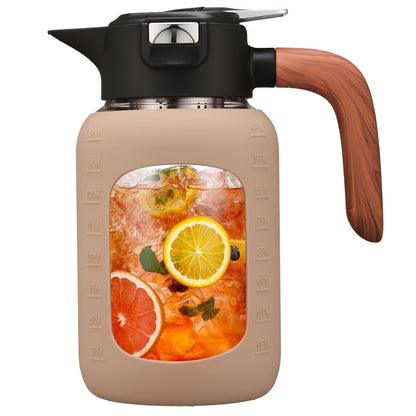 84 oz/2.5 Liter Glass Pitcher with Lid and Handle, Glass Carafe/Jug for Hot/Cold Water, Large Iced Tea Pitcher for Coffee, Juice and Homemade Beverage