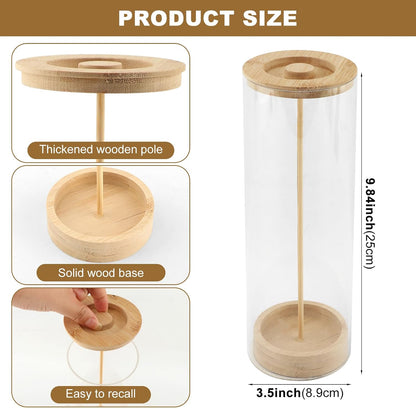 Straw Holder Dispenser for Counter, 10 Inch Clear Acrylic Straw Organizer Container with Bamboo Lid, Plastic Drinking Straw Storage Box for Home Kitchen, Cabinet, Office