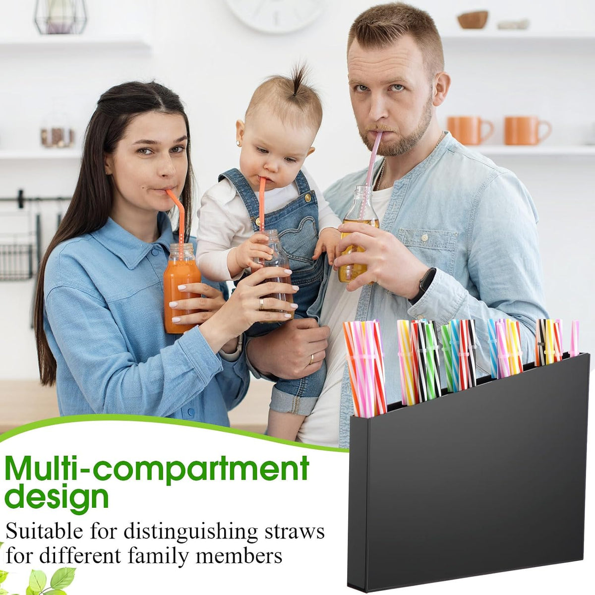 Honeydak Black Acrylic Straw Holder for Cabinet Door