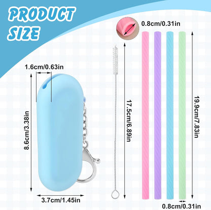 Cobee 4 Set Reusable Silicone Straws Kit, Foldable Portable Straws Silicone