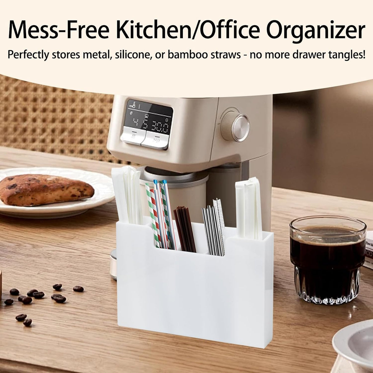 Straw Holder Organizer Dispenser Storage Acrylic for Kitchen Cabinet Door