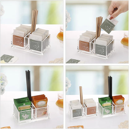 ELLDOO 2 Pack Sugar Packet Holder, Acrylic Sugar Bowl for Restaurant