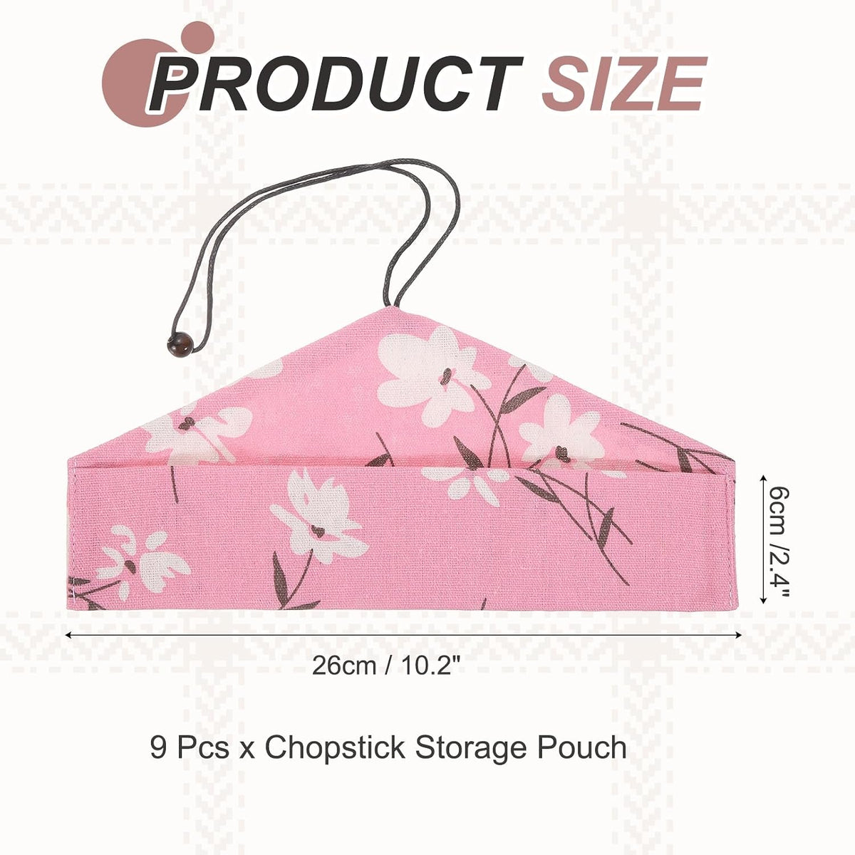 uxcell Chopstick Case, 9 Pcs Chopstick Storage Japanese Style Cutlery Pouch Portable Utensil Travel Case Bag Sleeves Tableware Storage for Spoon Fork Straws, Pink Base White Floral
