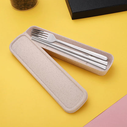 1Pcs Simple Utensil Holder with Lid, Reusable Utensils Wheat Straw Travel Cutlery Box，Portable Flatware Box Travel Tableware Storage Case, Simple Tableware Storage Boxs Case for Cutlery Kit (Beige)