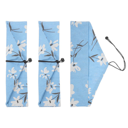 uxcell Chopstick Case, 3 Pcs Chopstick Storage Japanese Style Cutlery Pouch Portable Utensil Travel Case Bag Sleeves Tableware Storage for Spoon Fork Straws, White Base Blue Leaf