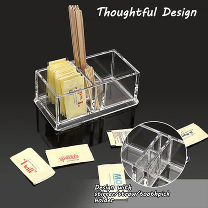 ELLDOO 2 Pack Sugar Packet Holder, Acrylic Sugar Bowl for Restaurant