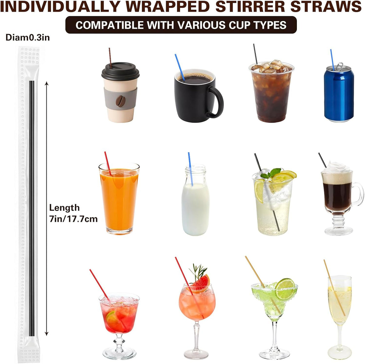 500 Pcs Individually Wrapped Coffee Stirrers, Straws (Gold, 7 in)