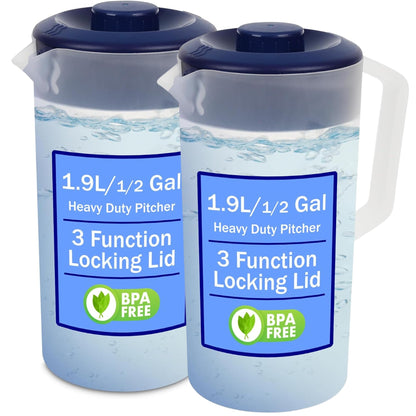 Water Pitcher with Lid 1 Gallon Pitcher BPA Free & Phthalate Free - Navy