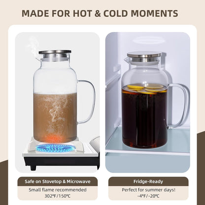 1 Gallon/3.8L Glass Pitcher with Lid and Spout, Borosilicate Glass