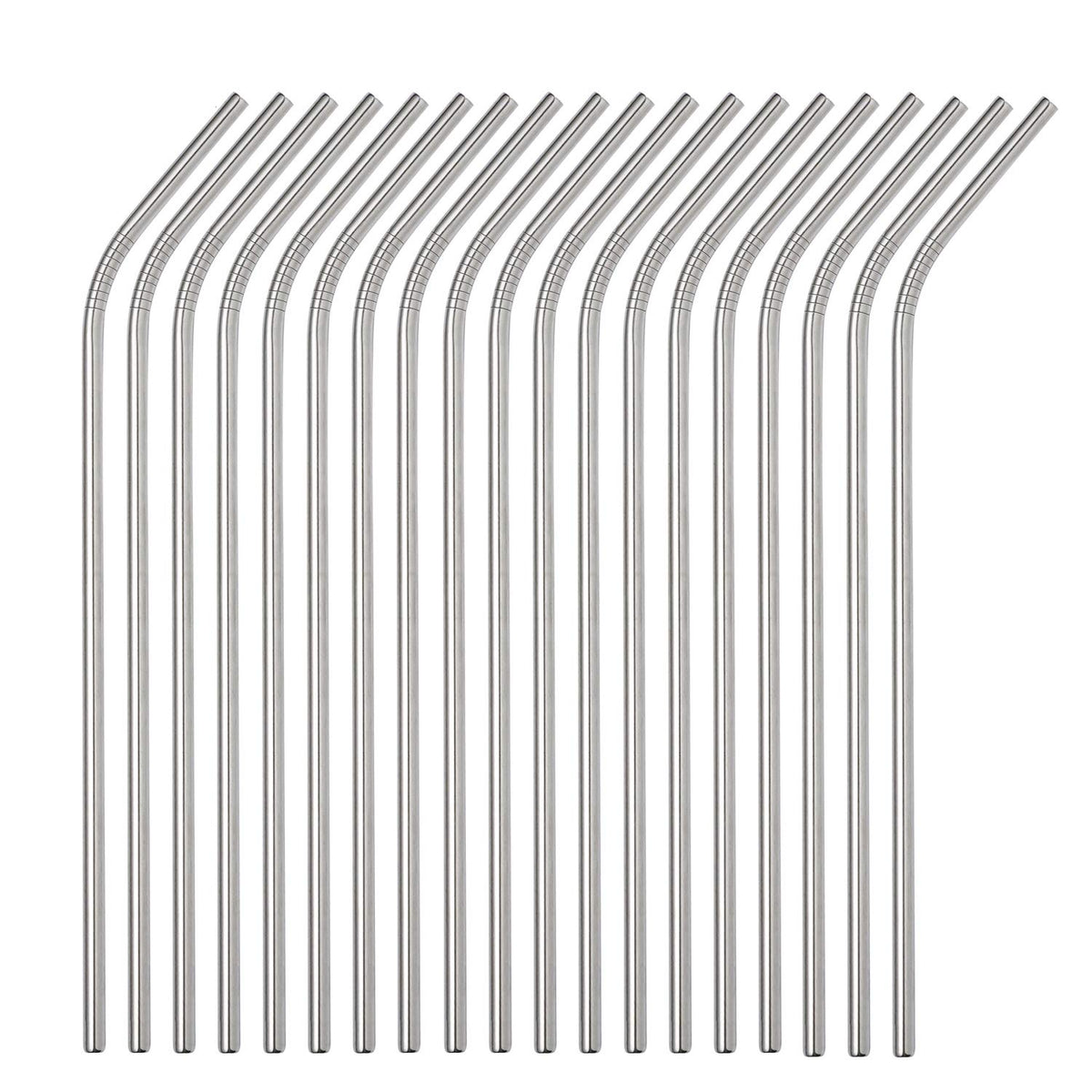 Reusable Metal Straws in Bulk 100 Pieces,8.5'' x 6mm Stainless Steel Straws for 20oz 30oz Tumbler Yeti Cup,Curved Bent Metal Drinking Straws Bulk For Wholesale (100pcs All Bent -8.5" Silver)