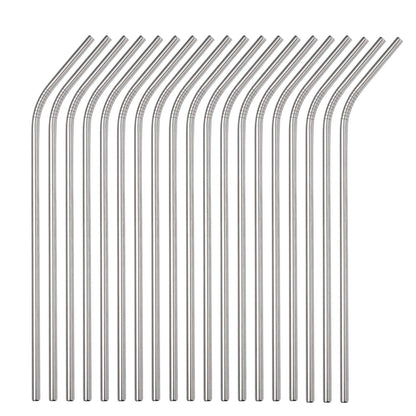 Reusable Metal Straws in Bulk 100 Pieces,8.5'' x 6mm Stainless Steel Straws for 20oz 30oz Tumbler Yeti Cup,Curved Bent Metal Drinking Straws Bulk For Wholesale (100pcs All Bent -8.5" Silver)
