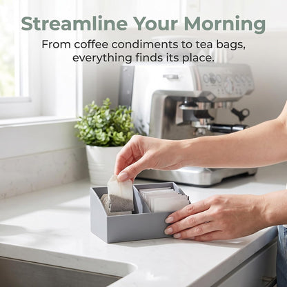 BinaryABC Sugar Packet Holder, Coffee Bar Tea Bag Organizer Box,Grey