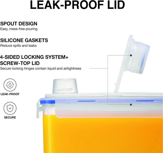 LocknLock Aqua Fridge Door Water Jug | Clear Pitcher | BPA Free Plastic Pitcher with Lid | 1 Gallon Pitcher with Lid for Water, Juice, Tea & More Beverages, Clear