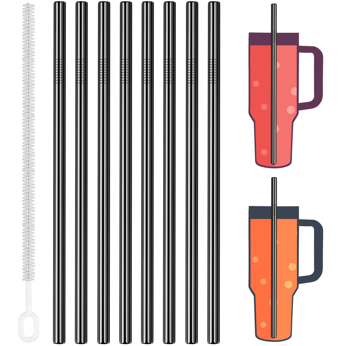 Tomorotec 8PCS Stainless Steel Straws Fit for 40oz Stanley Tumblers