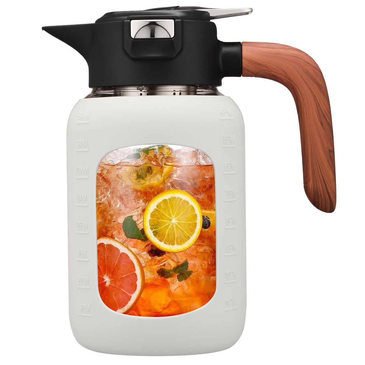84 oz/2.5 Liter Glass Pitcher with Lid and Handle, Glass Carafe/Jug for Hot/Cold Water, Large Iced Tea Pitcher for Coffee, Juice and Homemade Beverage