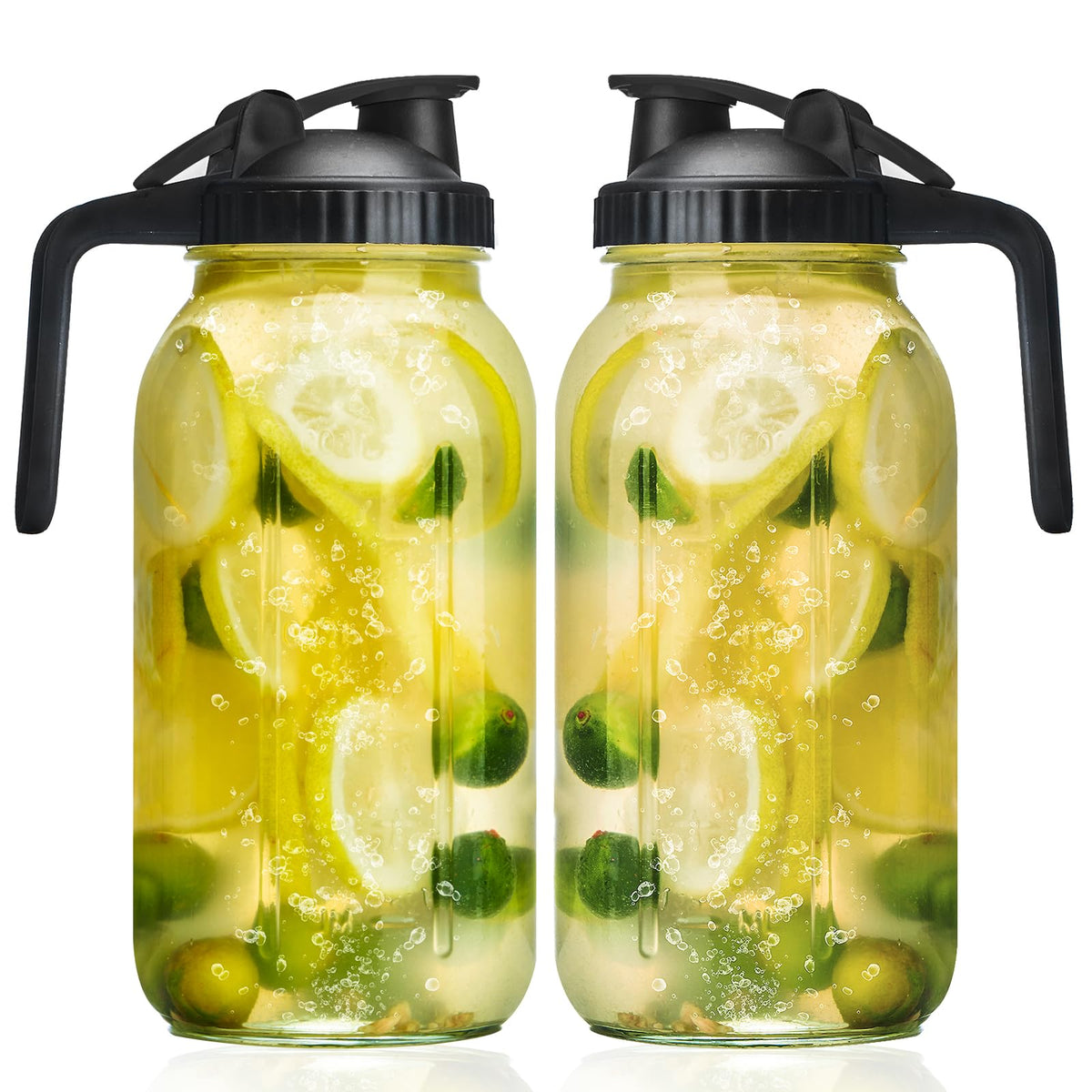 1 Gallon Glass Pitcher with Lid and Handle, Hot & Cold Water Jug, Extra-Wide Mouth Beverage Carafe for Juice, Iced Tea & Drinks