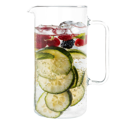 Simax Large Glass Pitcher With Spout, 2.5 Quart (80 Ounce) Borosilicate Glass Iced Tea Pitchers with Handle, Angled Cylinder Design, Glass Water Pitcher