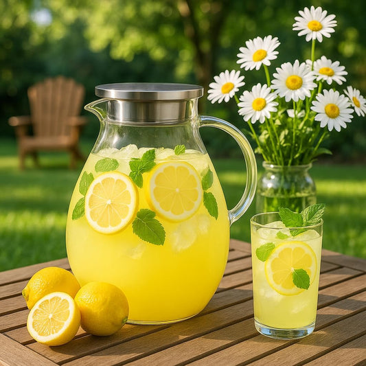 Glass Pitcher with Lid, 1 Gallon / 128oz Glass Water Jug for Hot and Cold Drinks, Iced Tea, Juice, and Beverage Carafe
