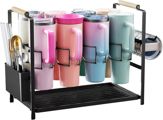 Housolution Water Bottle Tumbler Storage Organizer Drying Rack for Stanley