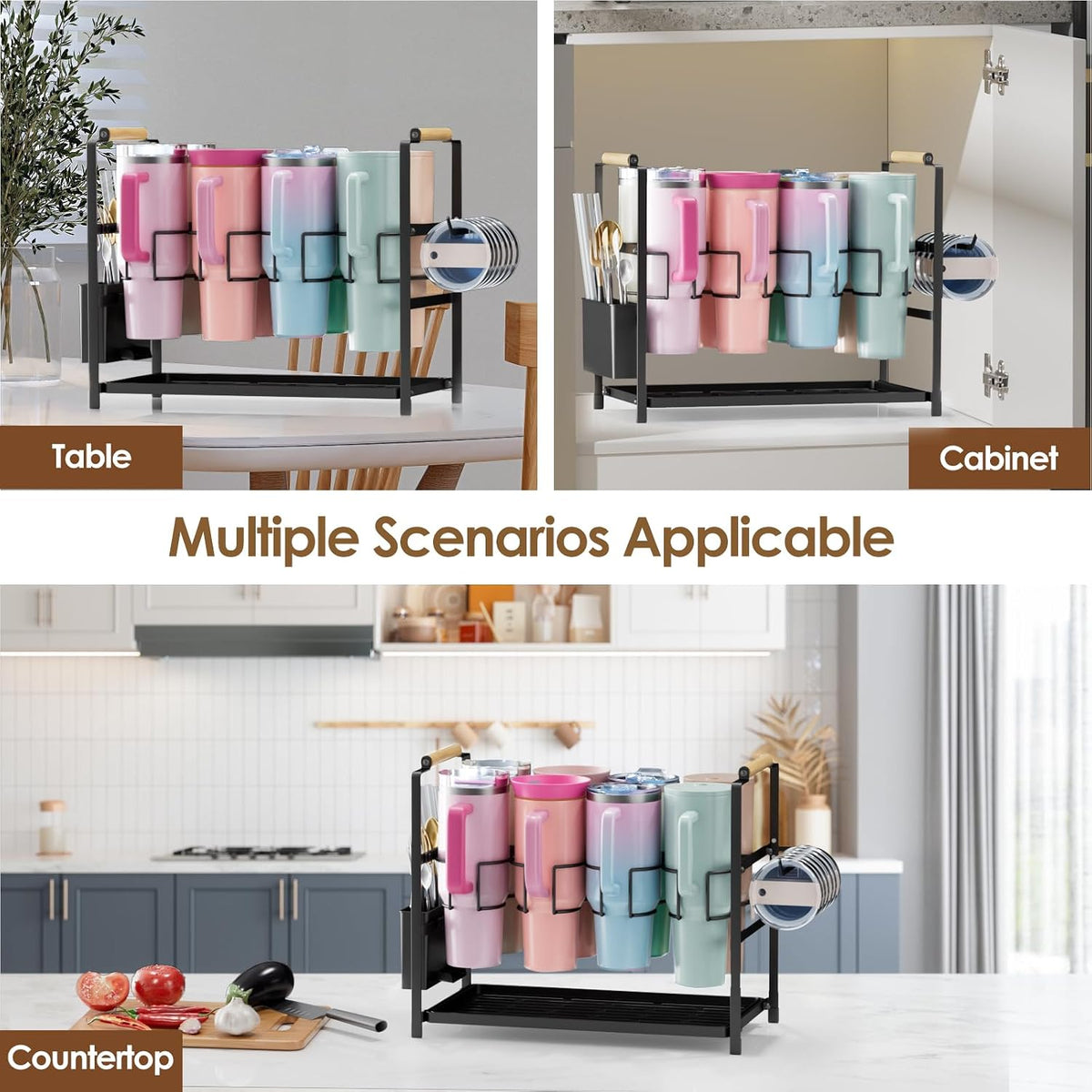 Housolution Water Bottle Tumbler Storage Organizer Drying Rack for Stanley